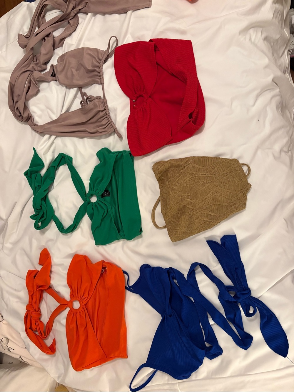Women’s Multicolor Bikini Top Set - Red, Green, Orange, Blue, Olive, Lavender
